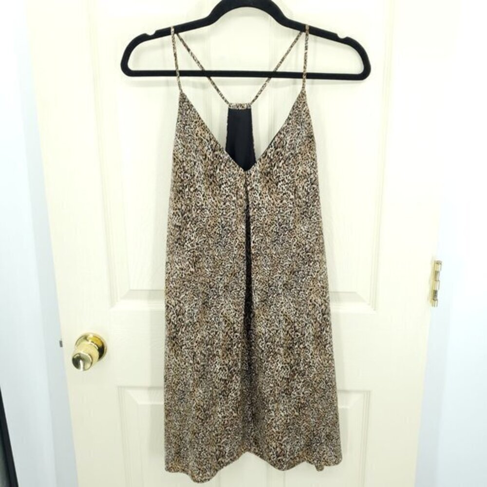 Alice + Olivia Brown & Black Leopard-Print Spaghetti-Strap Mini Dress